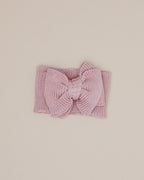 Ribbed Knit Bow Headband - Vintage Rose