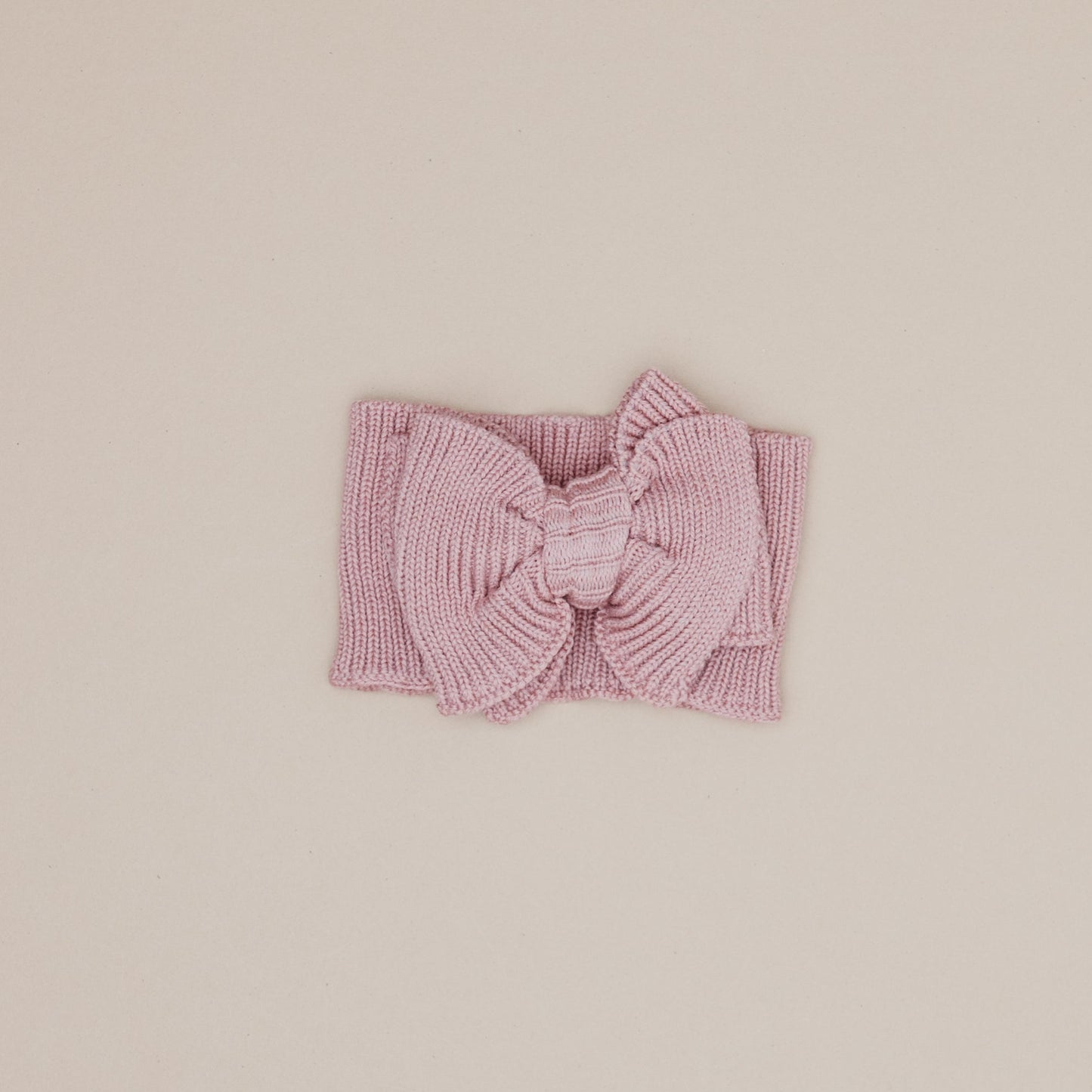 Ribbed Knit Bow Headband - Vintage Rose