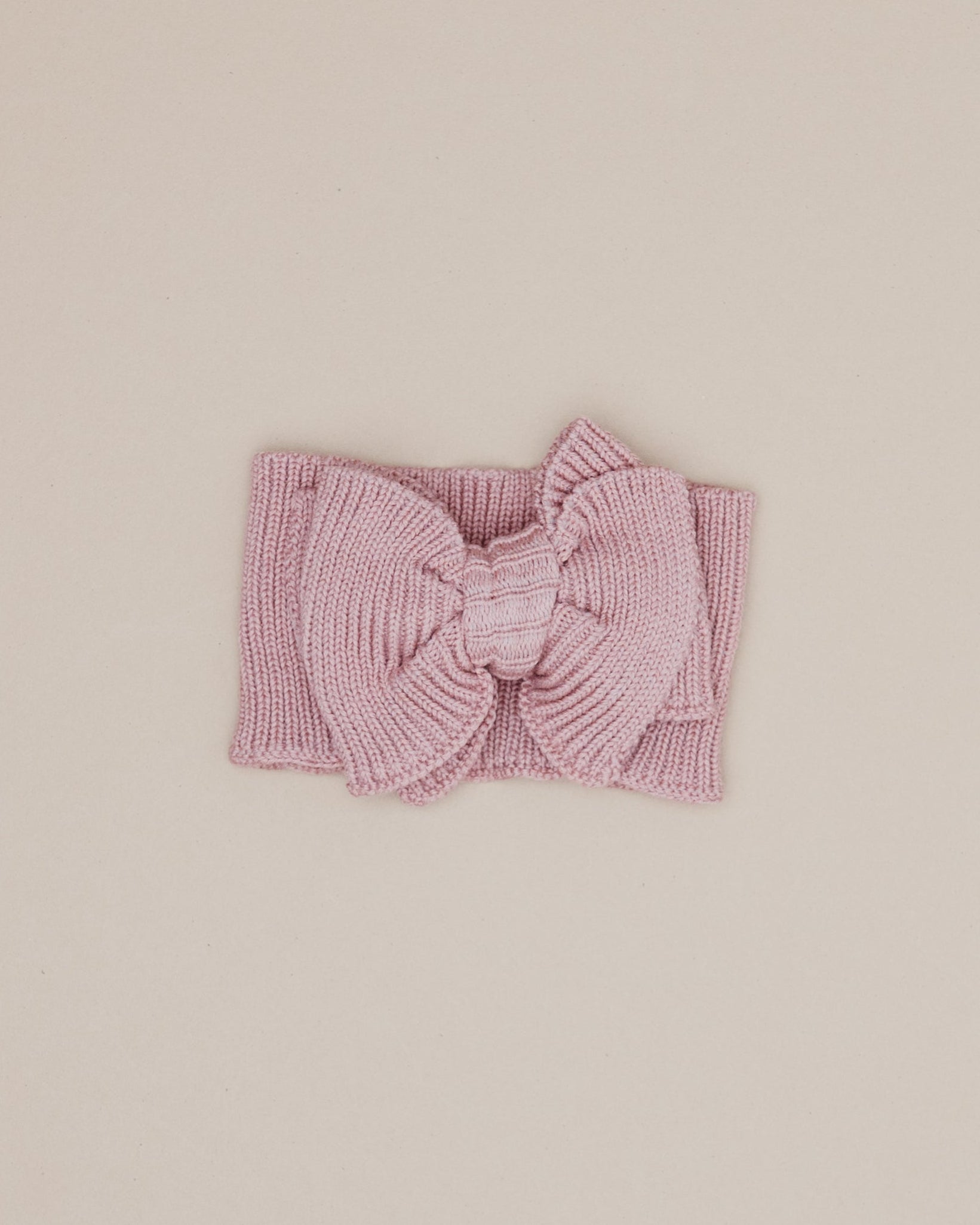 Ribbed Knit Bow Headband - Vintage Rose