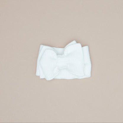 Ribbed Knit Bow Headband - Cloud