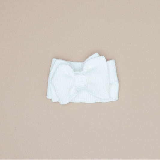 Ribbed Knit Bow Headband - Cloud