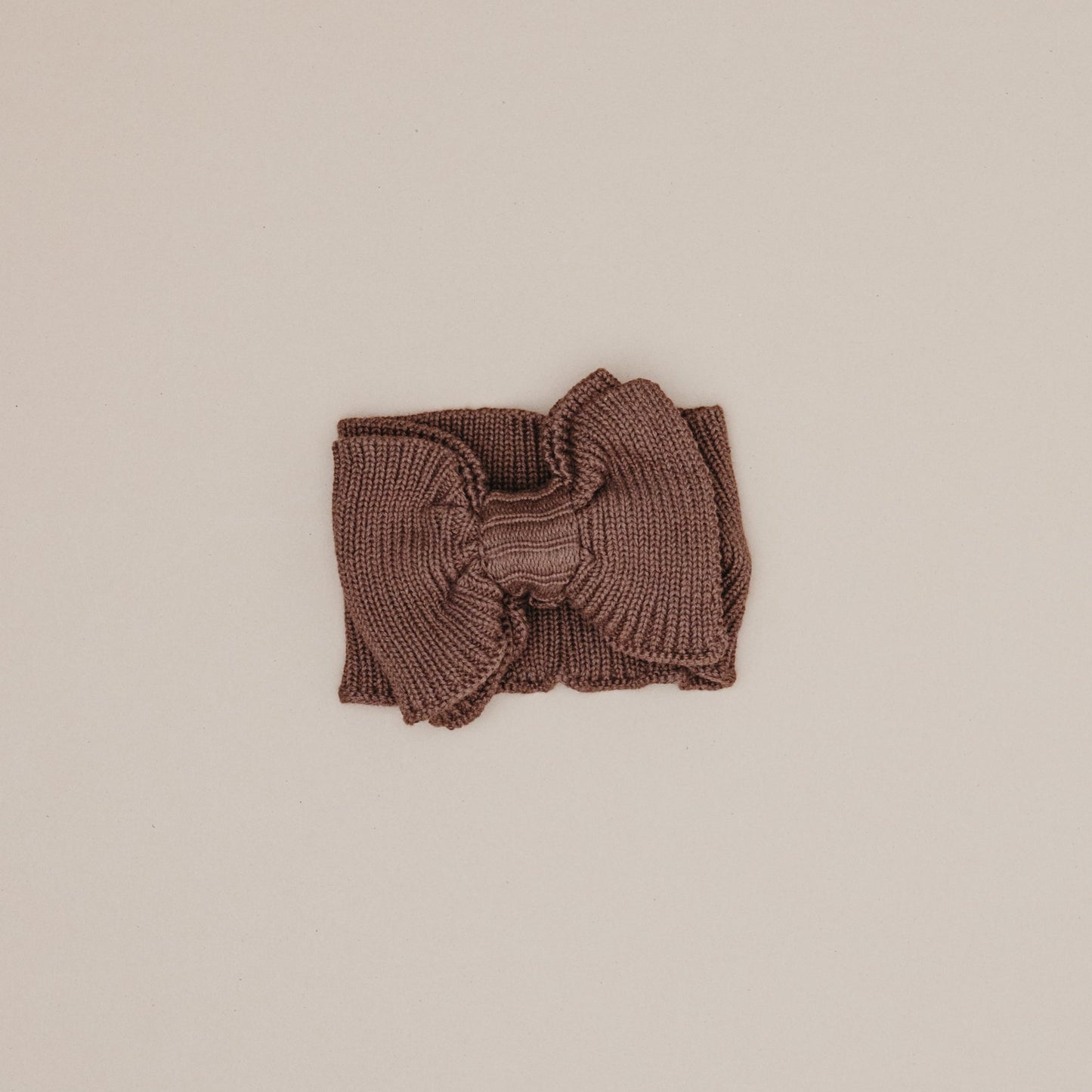 Ribbed Knit Bow Headband - Chocolate