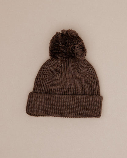 Knit Pom Hat - Chocolate