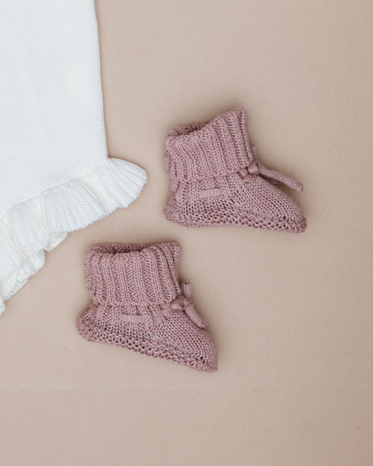 Knit Booties - Vintage Rose