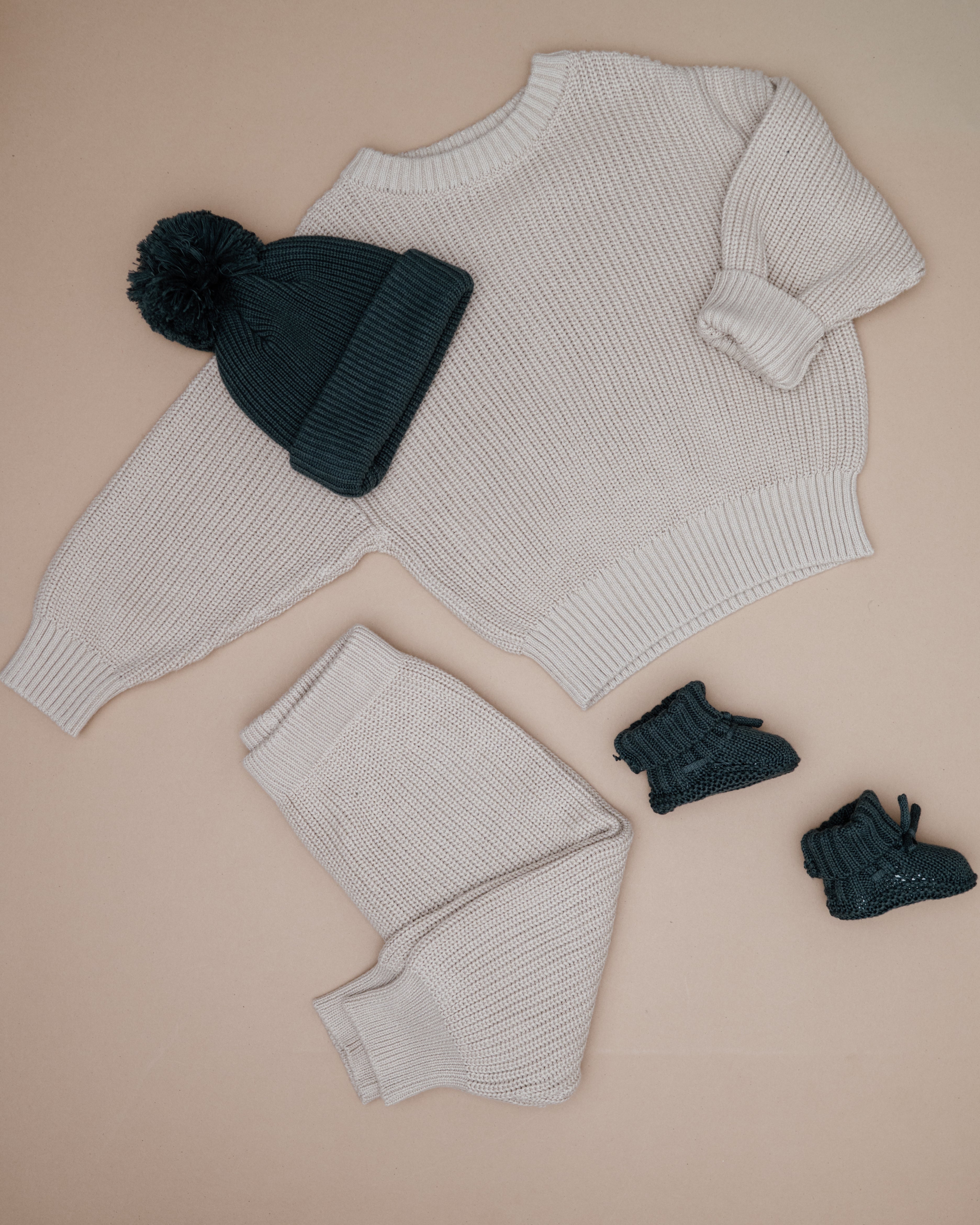 Chunky Knit Pants - Oat