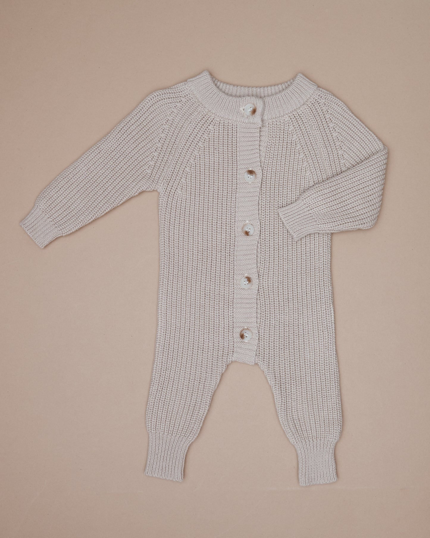 Button Knit Jumpsuit - Oat