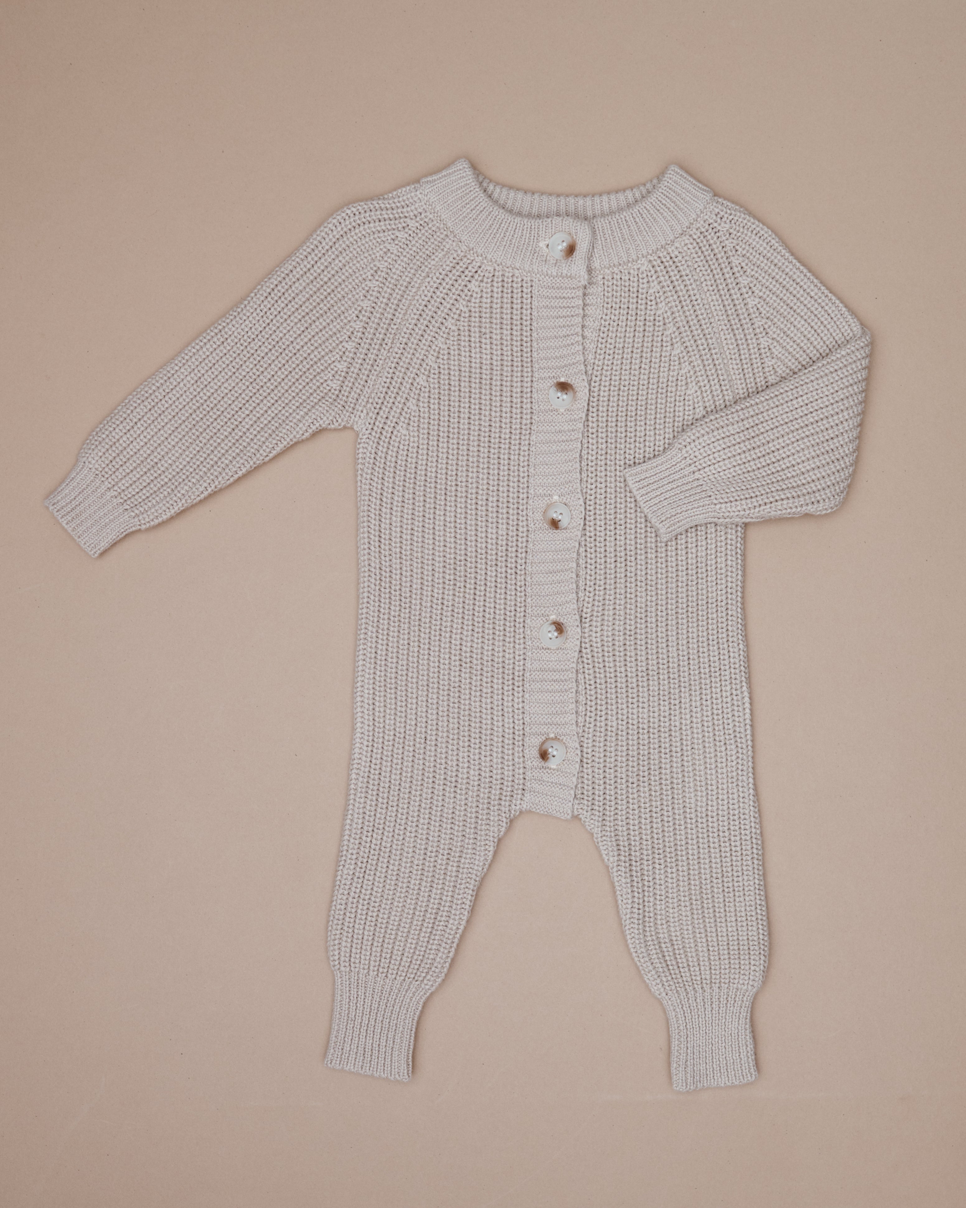 Button Knit Jumpsuit - Oat