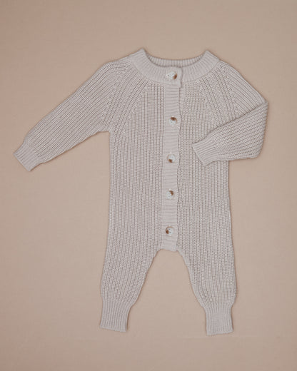 Button Knit Jumpsuit - Oat