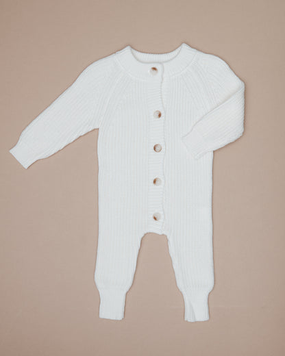 Button Knit Jumpsuit - Cloud