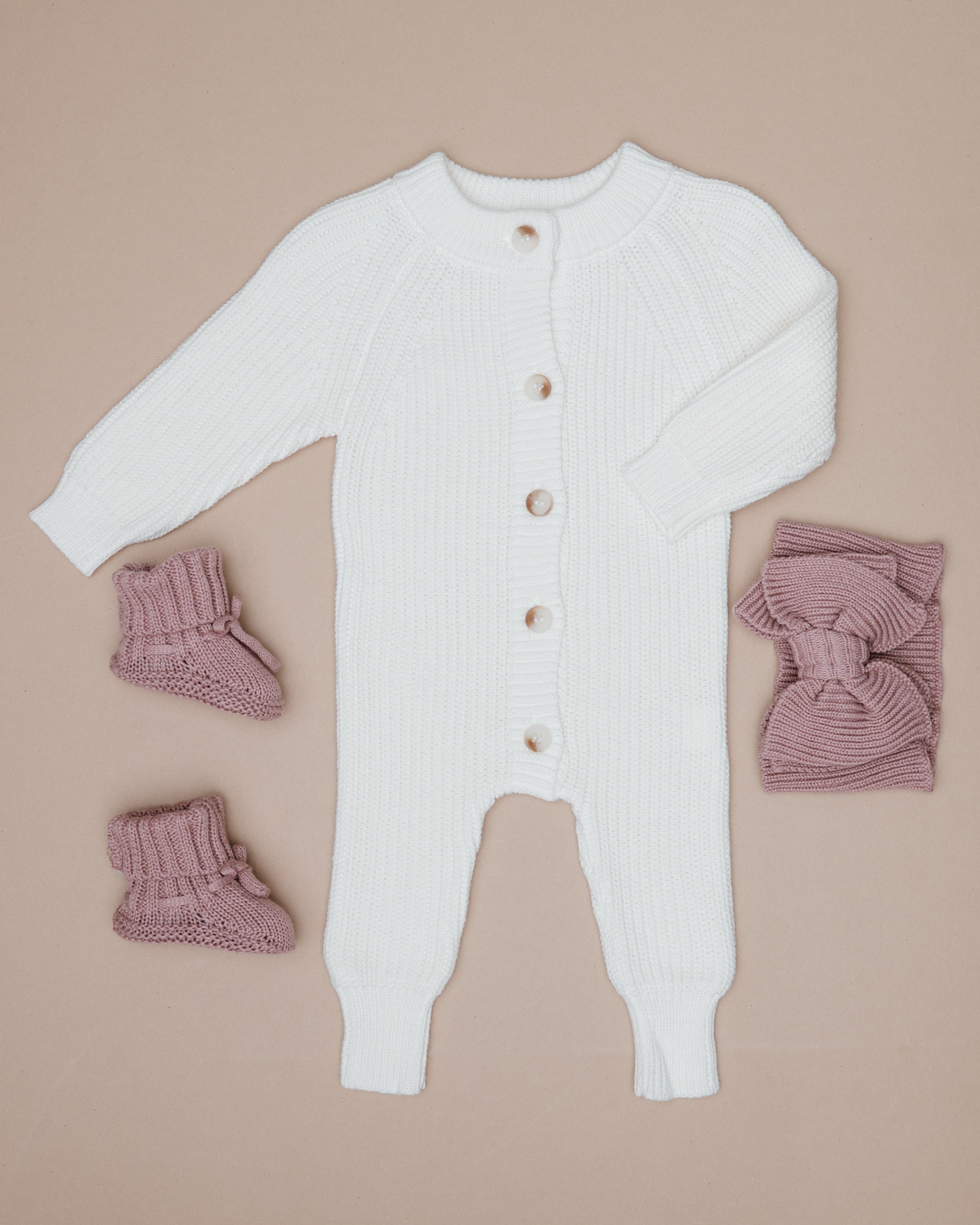 Knit Booties - Vintage Rose