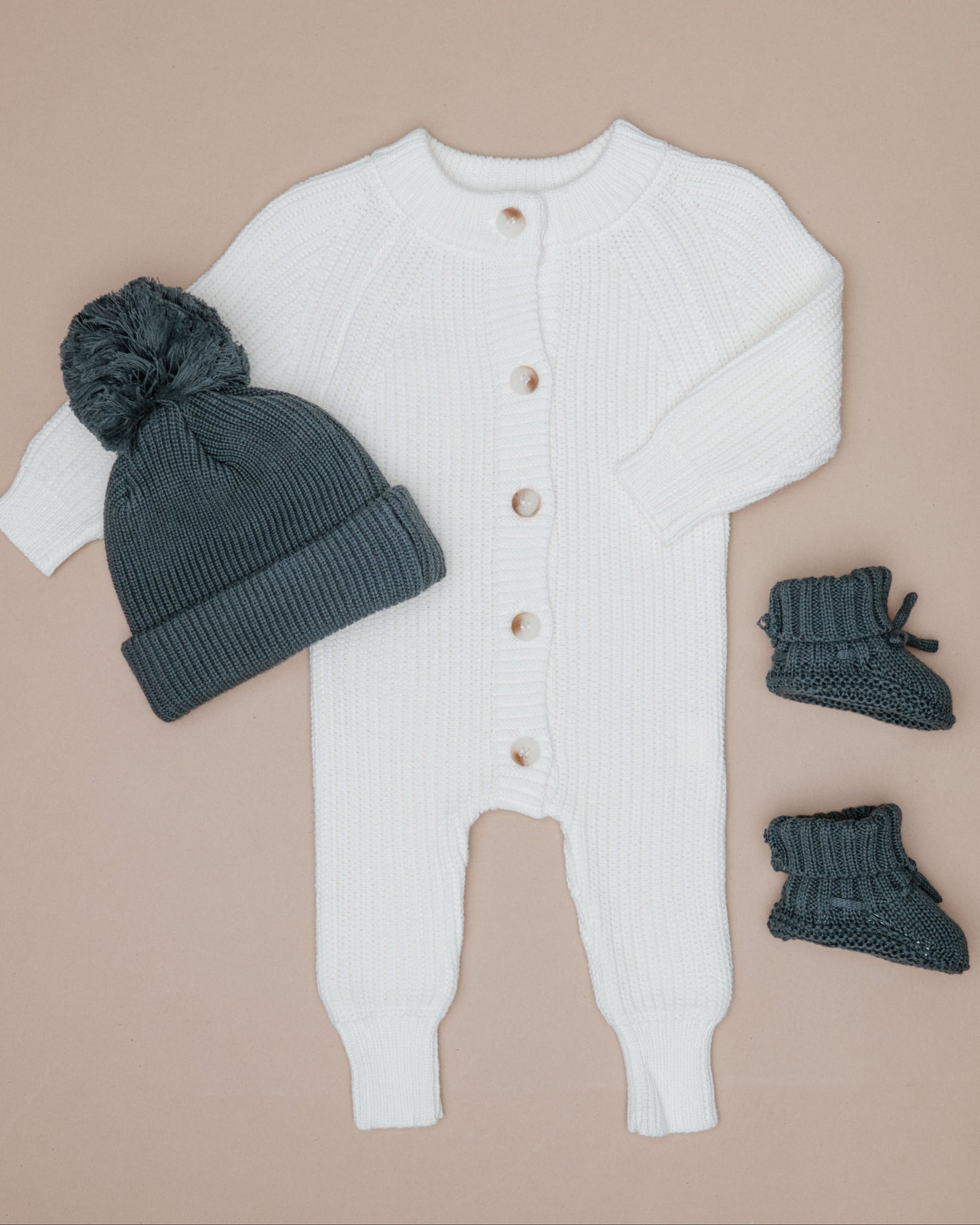 Button Knit Jumpsuit - Cloud