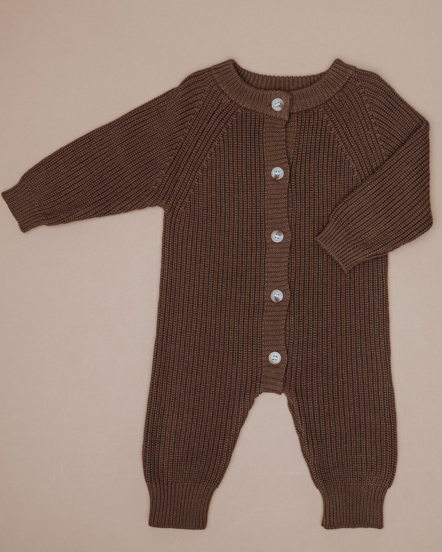 Button Knit Jumpsuit - Chocolate