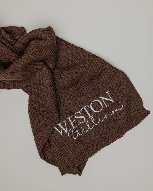 Ribbed Knit Blanket - Chocolate