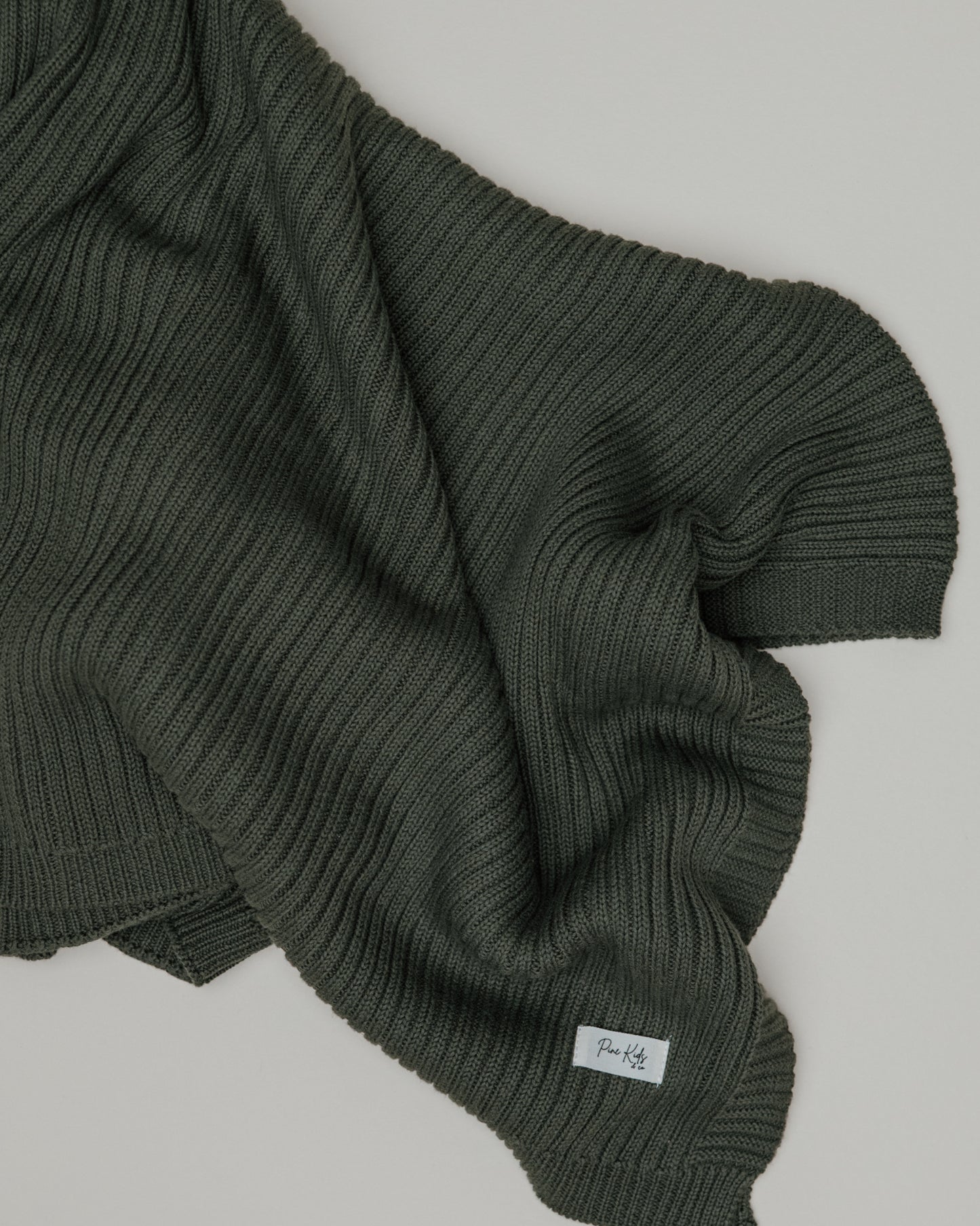 Ribbed Knit Blanket - Pine