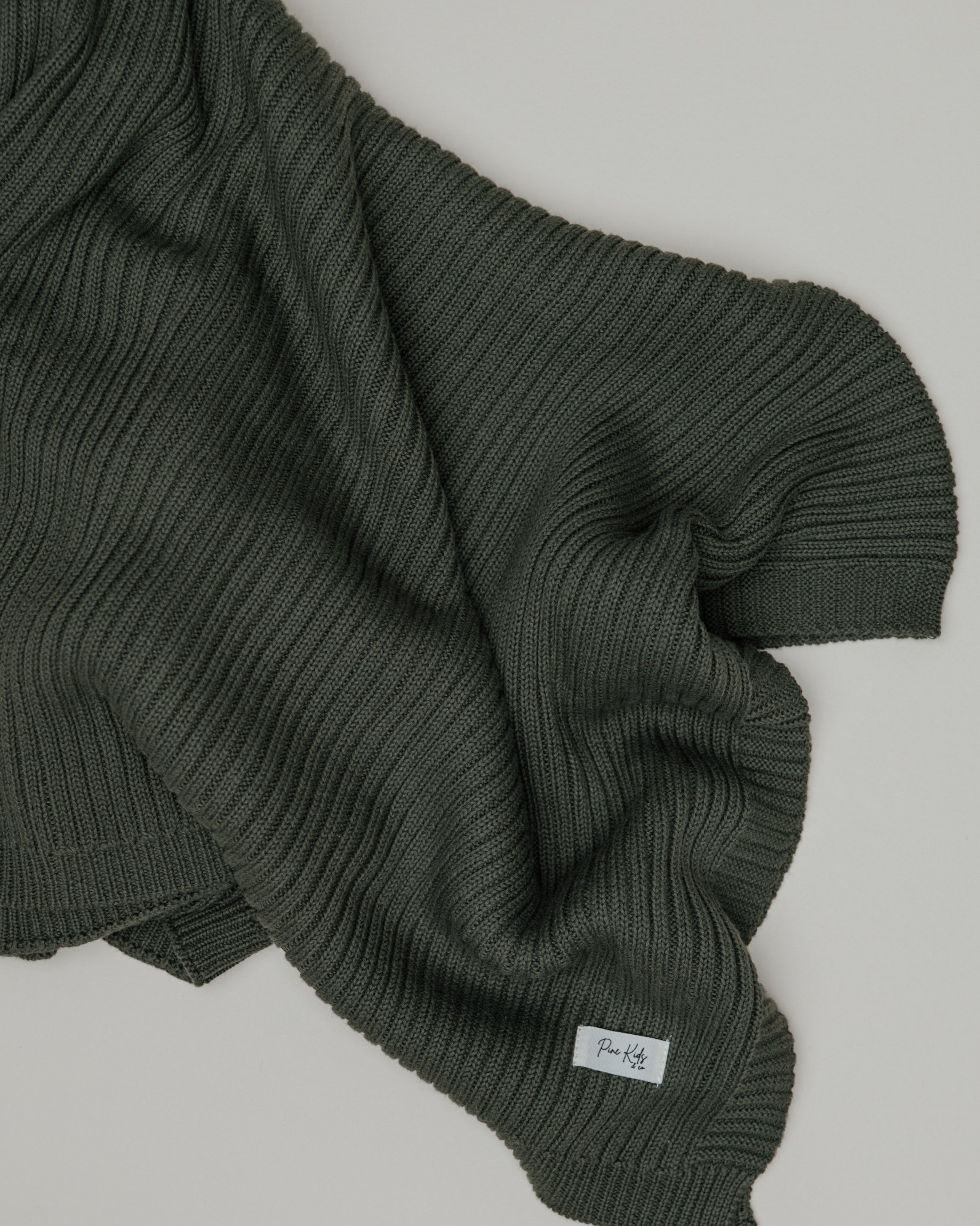 Ribbed Knit Blanket - Pine