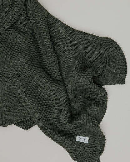 Ribbed Knit Blanket - Pine