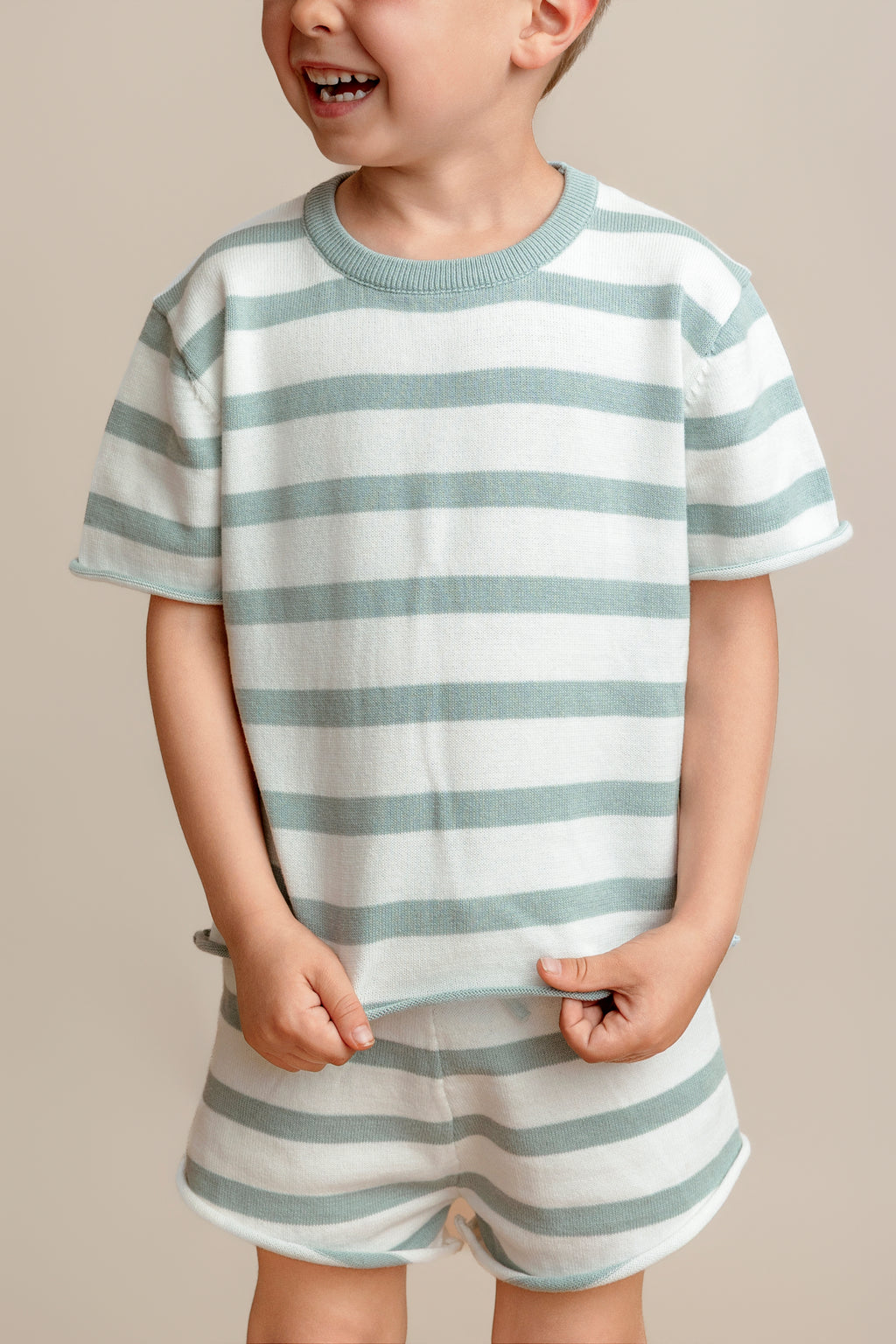 Summer Knit Shorts - Steel Stripe