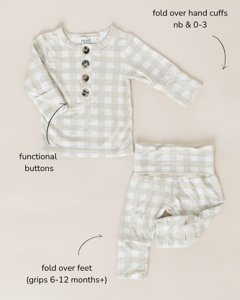 Bamboo 2 Piece Set - Sandstone Gingham