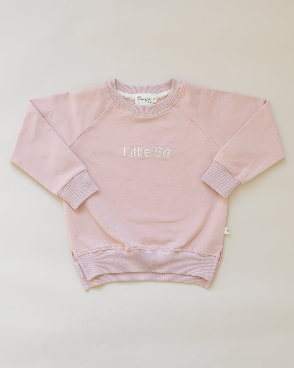 Little Sis Pullover Sweatshirt - Petal Pink (pre-embroidered)