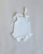 Pointelle Frill Summer Knit Romper - Cloud