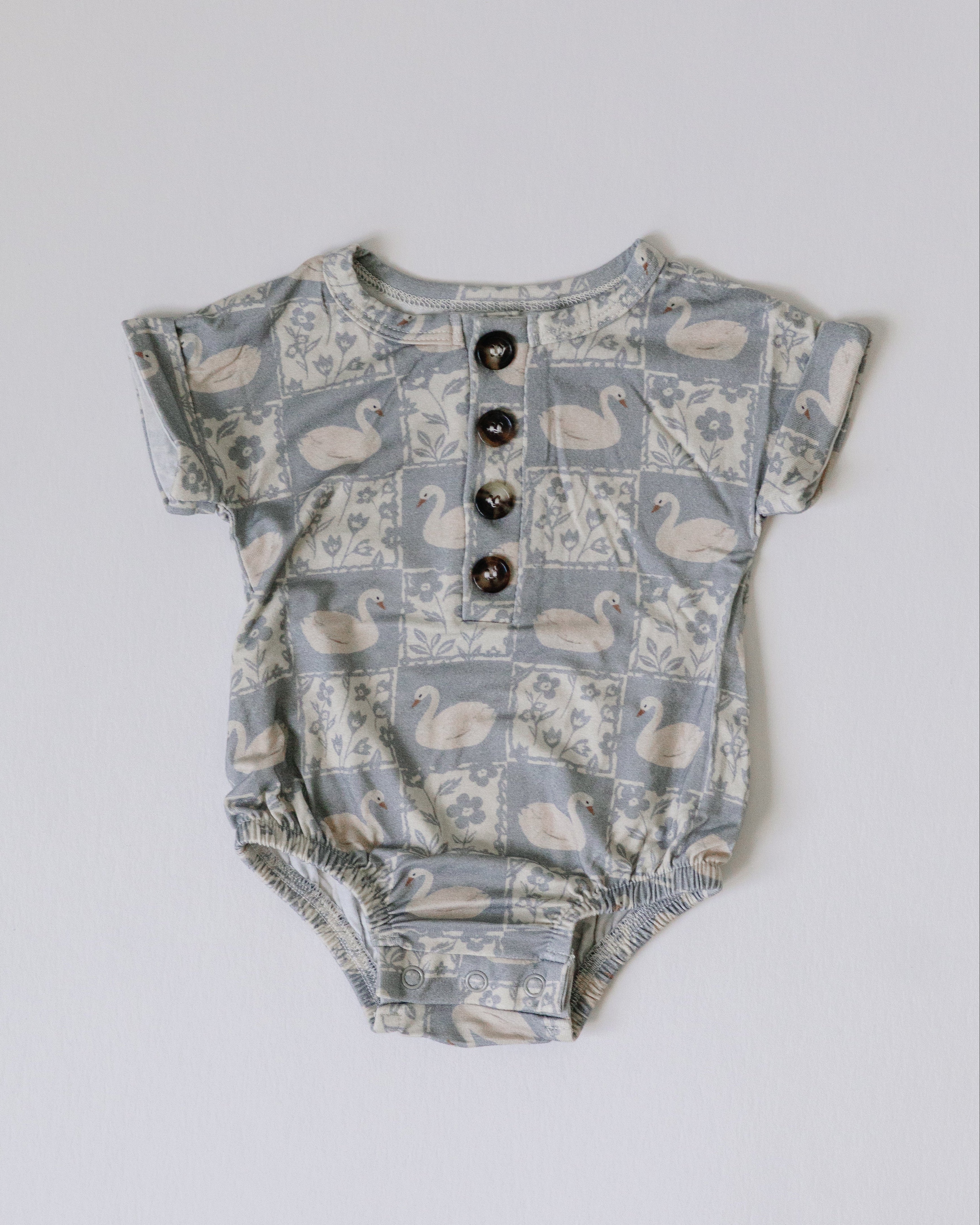Bamboo Bubble Romper - Vintage Swan