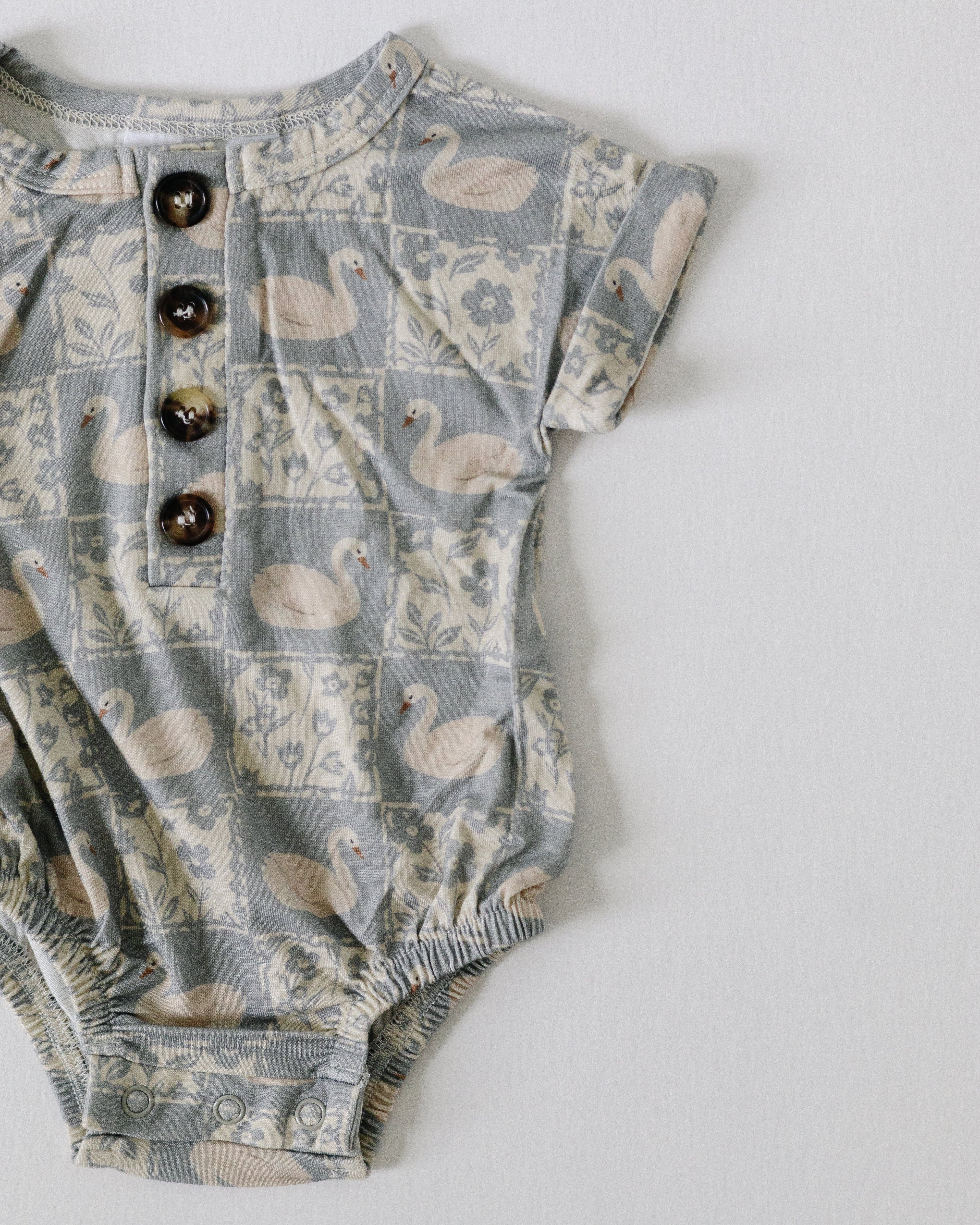 Bamboo Bubble Romper - Vintage Swan