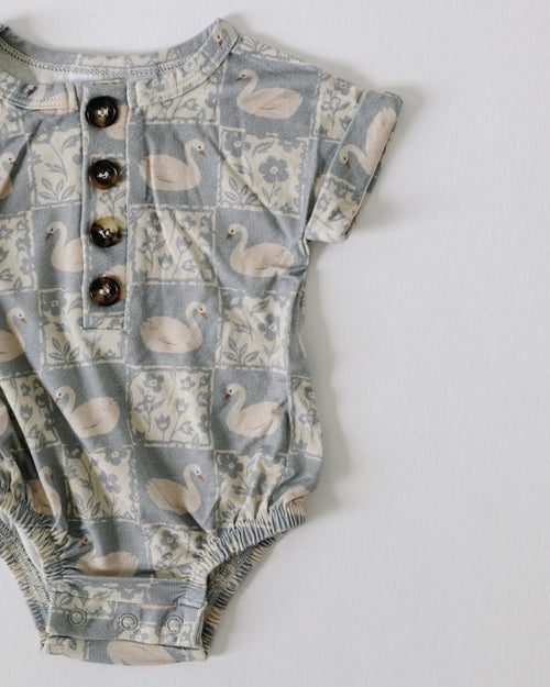 Bamboo Bubble Romper - Vintage Swan