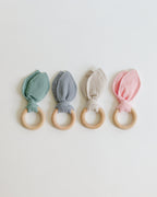 Crinkle Bunny Ears Wooden Teether