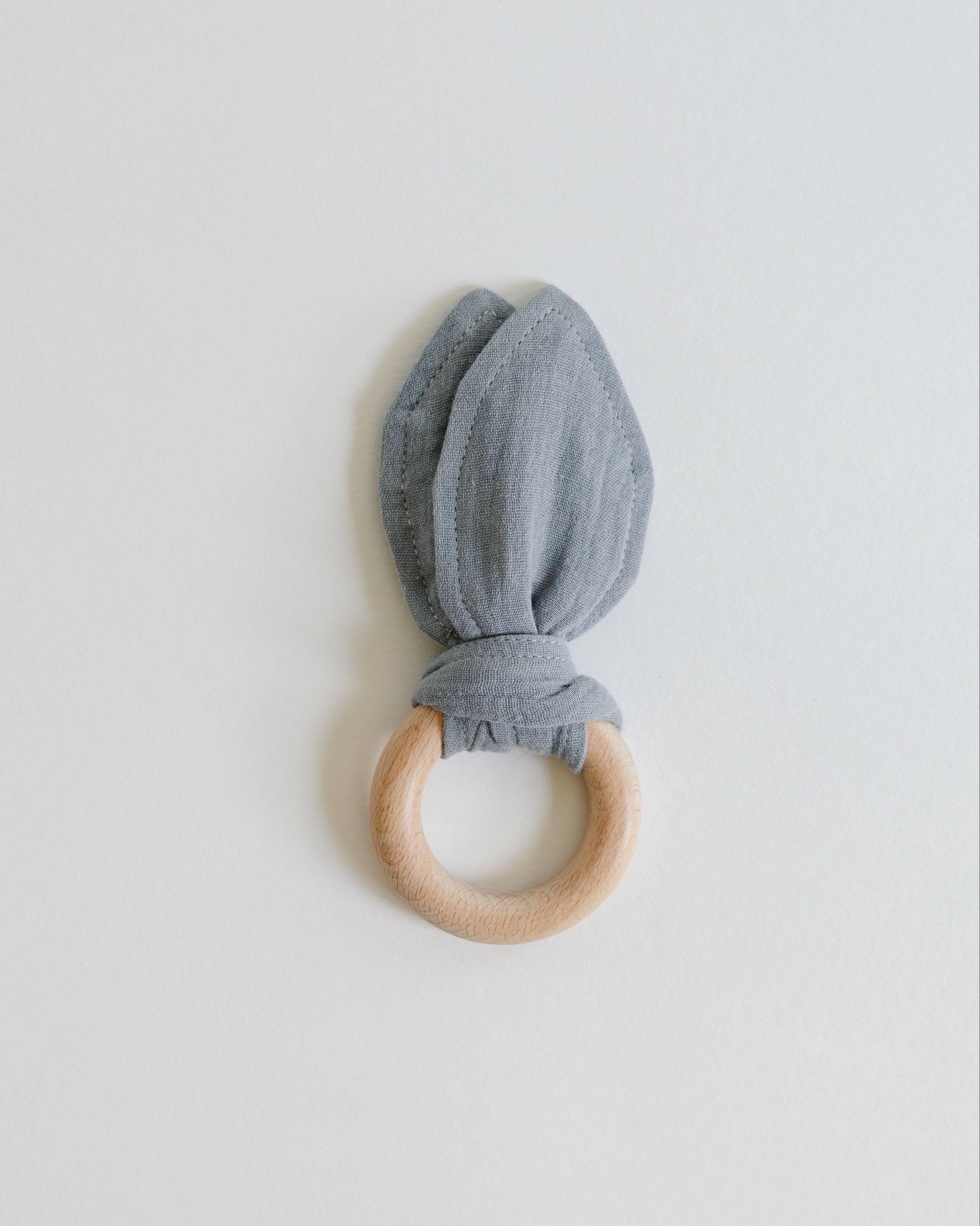 Crinkle Bunny Ears Wooden Teether