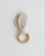 Crinkle Bunny Ears Wooden Teether
