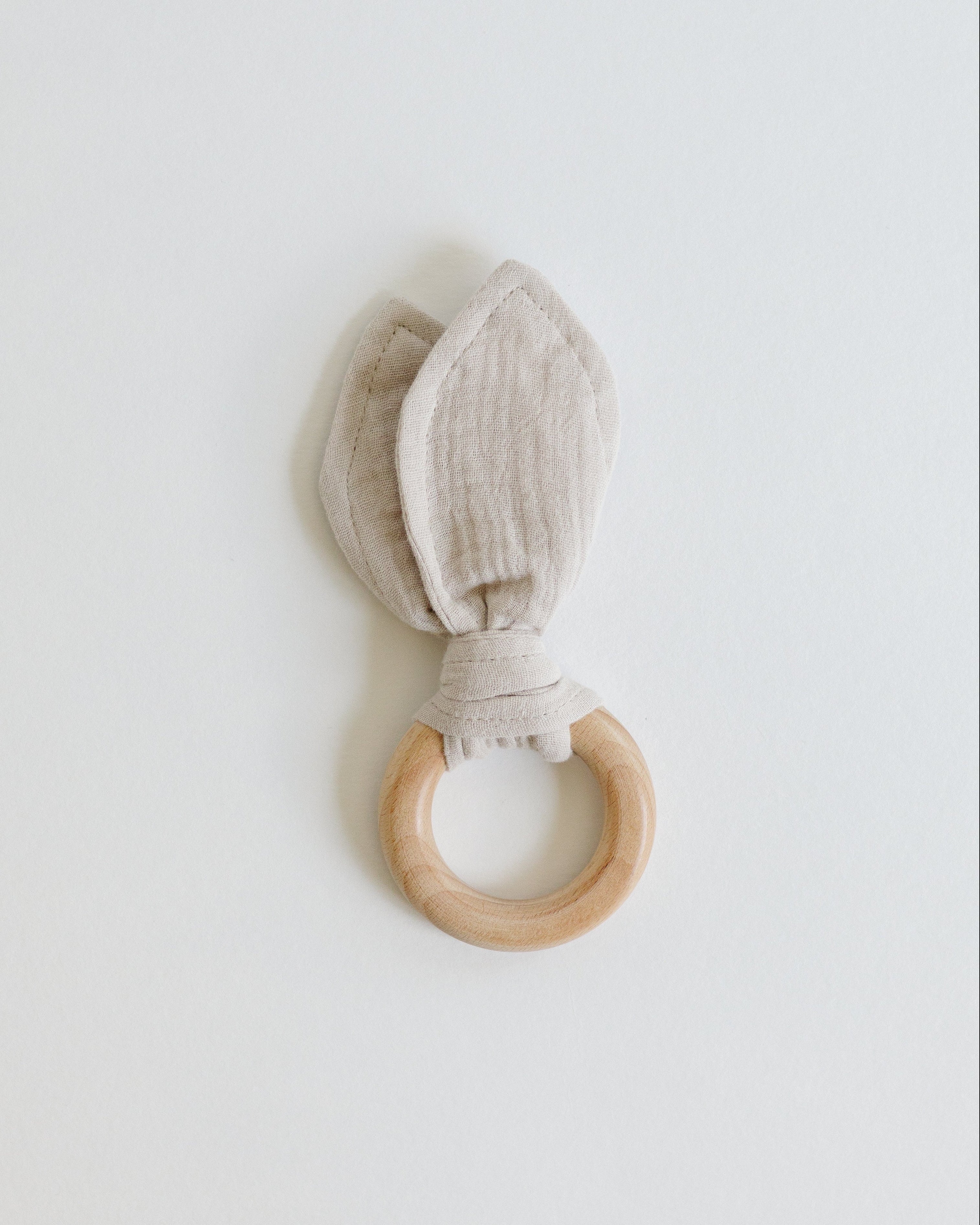 Crinkle Bunny Ears Wooden Teether