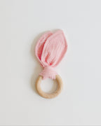 Crinkle Bunny Ears Wooden Teether