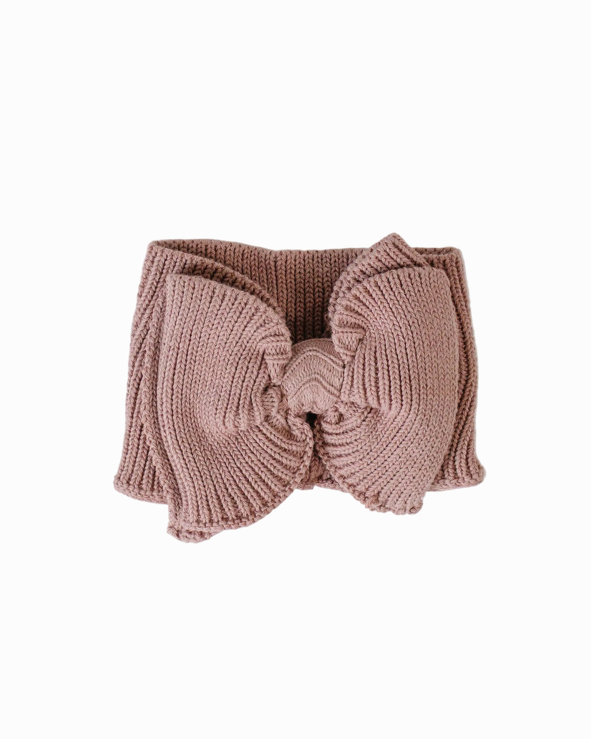 Ribbed Knit Bow Headband - Vintage Rose