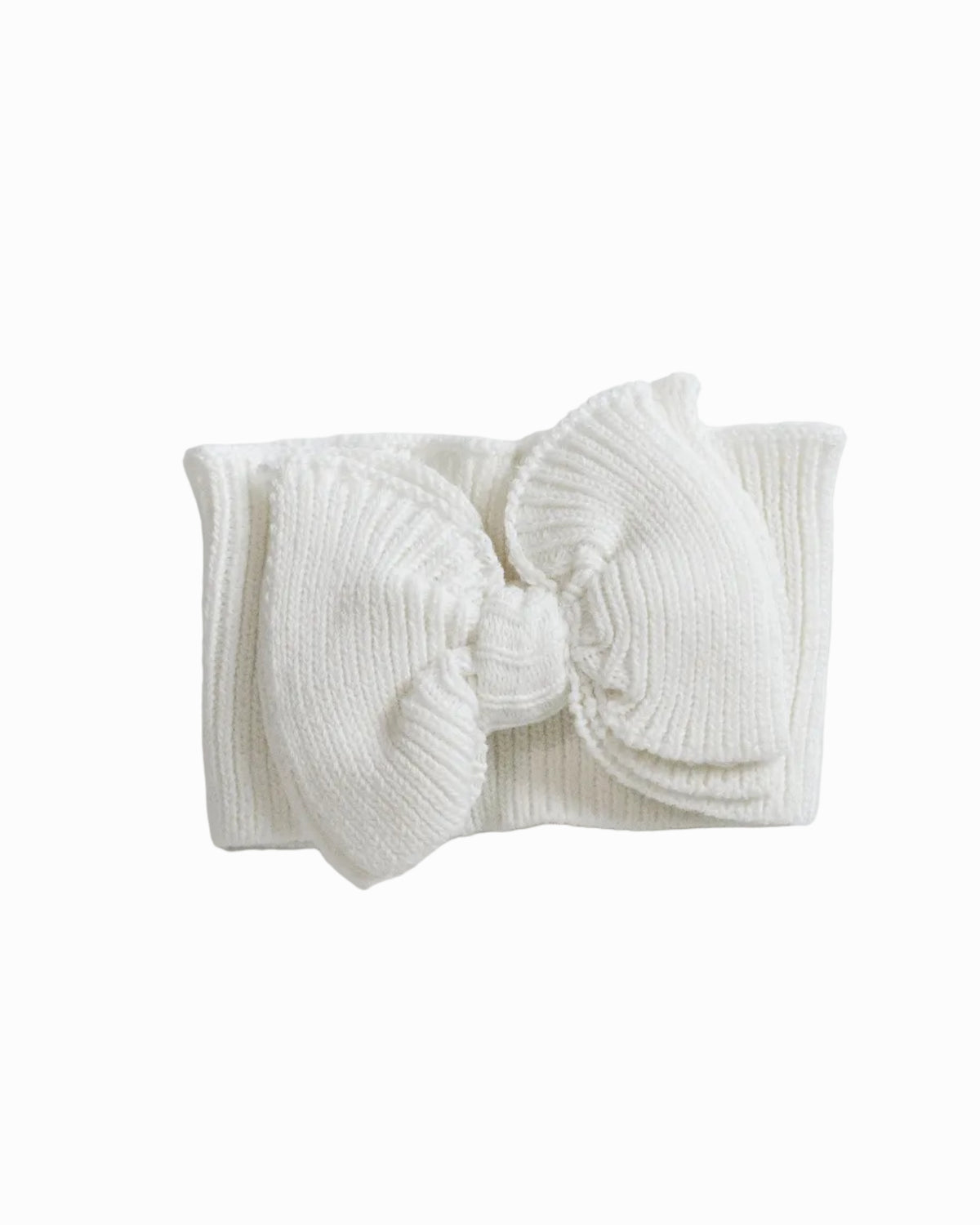 Ribbed Knit Bow Headband - Cloud