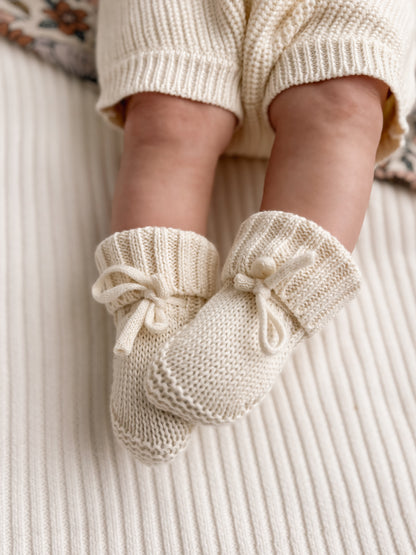 Knit Booties - Bone