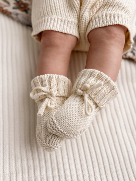 Knit Booties - Bone