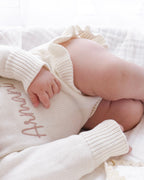 Frill Leg Knit Romper - Cloud