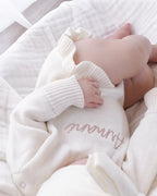 Frill Leg Knit Romper - Cloud