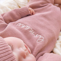 Frill Leg Knit Romper - Vintage Rose
