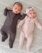 Organic Cotton Ribbed Sleeper - Charcoal