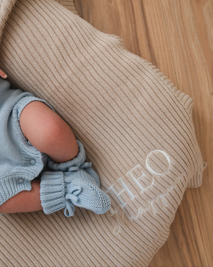 Ribbed Knit Blanket - Oat