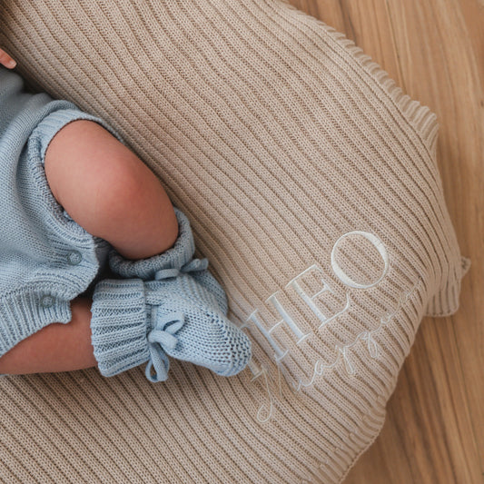 Ribbed Knit Baby Blanket - Oat