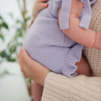 Frill Leg Summer Knit Romper - Lavender
