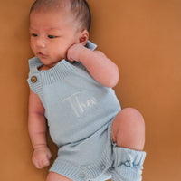 Summer Knit Romper - Sky