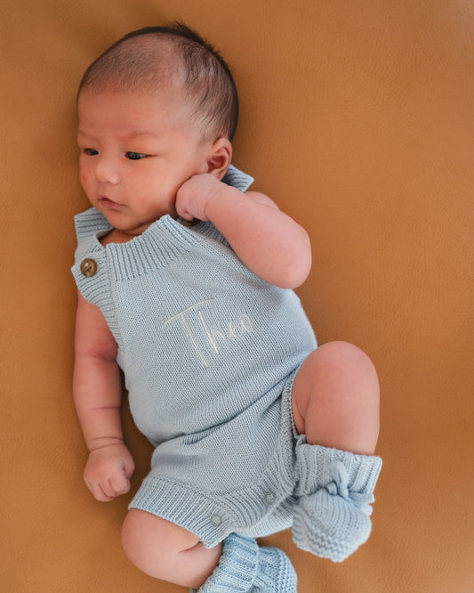 Summer Knit Romper - Sky