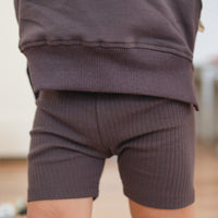 Ribbed Biker Shorts - Charcoal