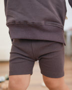 Ribbed Biker Shorts - Charcoal