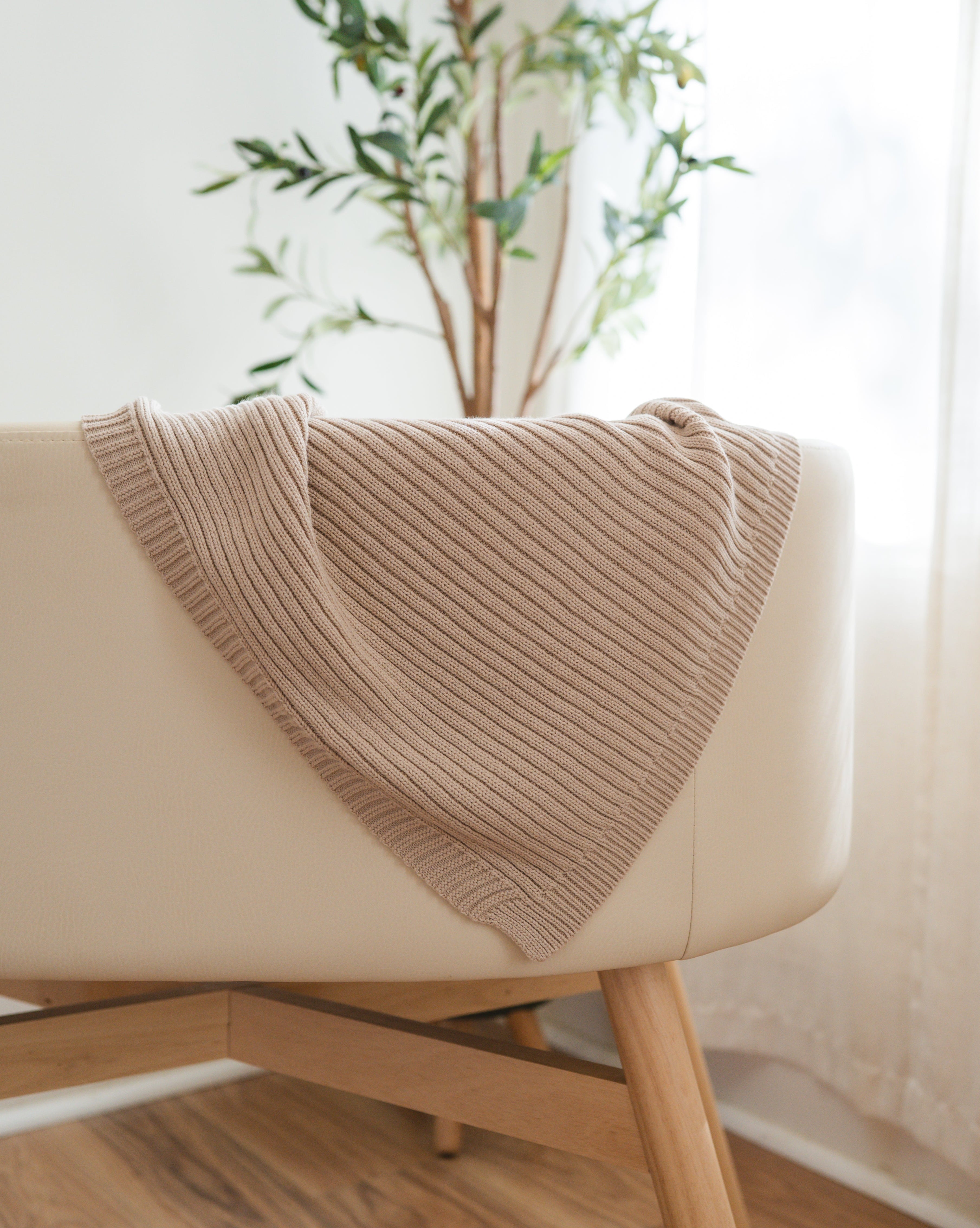 Ribbed Knit Baby Blanket - Oat