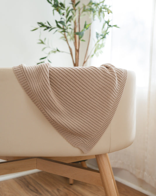 Ribbed Knit Baby Blanket - Oat