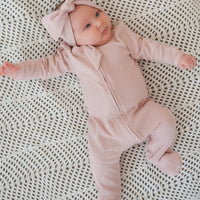 Organic Cotton Ribbed Sleeper - Dusty Petal